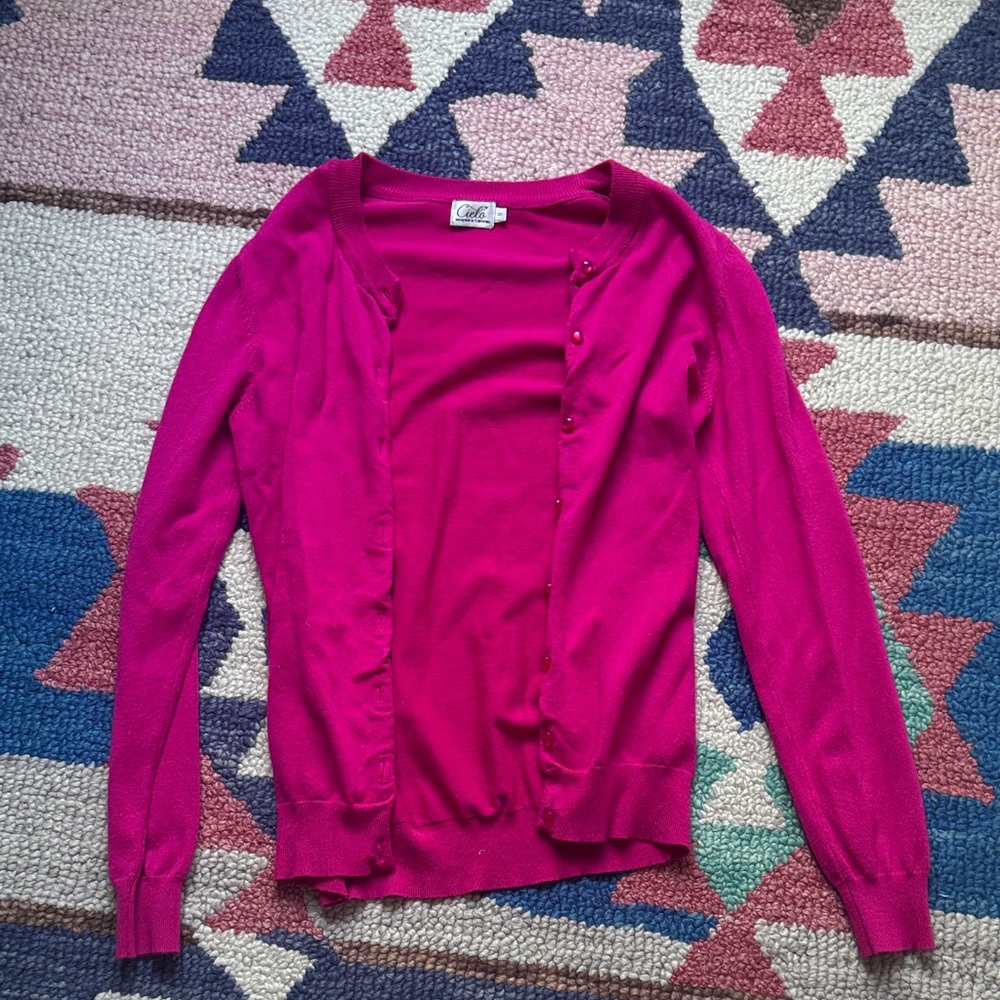 Cielo Vibrant Pink Cardigan Sweater
